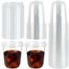 YEXEXINM 50 bicchieri riutilizzabili in plastica trasparente da 473,6 ml, resistenti tazze da asporto con coperchi senza cannuccia, fondo rotondo, per frullati, frappè, tè freddo, caffè, per feste