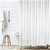 HALL & PERRY Tenda da doccia a righe verticali, 100% cotone, tessuto a righe, decorazione per bagno, 182 x 183 cm (bianco e nero)