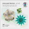 Ursus 2298 55 04 - Carta origami Blossoms, blu/verde, 100 fogli, 80 g/m², 15 x 15 cm, 7 motivi assortiti, stampati su entrambi i lati, con istruzioni per la piegatura, carta pieghevole
