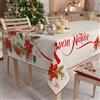 PETTI Artigiani Italiani - Tovaglia Natalizia Antimacchia Rettangolare Copritavolo Natalizio Cucina Disegno Buon Natale X14 Posti (140x300 cm) 100% Made in Italy