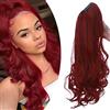 SEGO Coda Capelli Lisci a Mossi Extension Coda di Cavallo Clip Pinza 45cm Capelli Finti Sintetici Ponytail Parrucchino Fascia Uncia Posticci Donna 150g - Castano mix Rosso Scuro