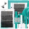 GEMERRY 80D Ciglia Finte Ciuffetti Kit Naturali - Effetto Volume Intenso, Riutilizzabili e Impermeabili - Facile Applicazione per Principianti con Pinzetta+ Bond e Seal+ Remover+ Brush