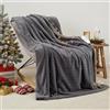 CURECURE Coperta Elettrica Termica 130x180cm Trama 3D, Grigio Scuro | Bunny Fleece e Flanella, 4 Livelli di Calore, Spegnimento Automatico 10 Ore, Lavabile in Lavatrice