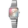 TONSHEN Donna e Ragazza Acciaio Inossidabile Orologi da Polso Fashion Quadrato Colorato Analogico Quarzo Orologio (Argento)