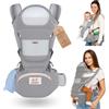 QUIMETS | Marsupio neonato 0-36 mesi ergonomico 6 in 1 - Zaino porta bambino regolabile con seduta removibile, supporto lombare, tessuto traspirante e mussola in omaggio