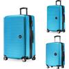 Hauptstadtkoffer Mitte - Set of 3 Suitcases - Hand Luggage Suitcase 55 cm, Medium Suitcase 68 cm + Large Travel Suitcase 77 cm, Hard Shell ABS, TSA - Blu Ciano
