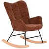MEUBLE COSY Sedia a Dondolo Poltrona Imbottita Relax con Braccioli Schienale in Tessuto con Gambe in Legno per Soggiorno Cameretta Balcone, Rosso, 62x75x87cm