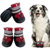 Muecleao - Stivali per cani, set di 4 paia di scarpe per cani con zampe ferite, scarpe impermeabili per cani con cinghie riflettenti e suola antiscivolo, protezioni per zampe per cani di piccola