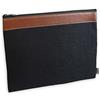 effektivo Borsa in feltro grigio e applicazione in finta pelle nero, borsa per documenti, cosmetica, matite, tablet, 33 x 26 cm, adatta per documenti fino a DIN A4