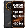 Hammer H H Iron 6 Telefono Cellulare da Esterno, Senza Contratto, 6/128 GB, 5G, Display da 6,56 a 120 Hz, 6050 mAh, Camera 65 MP, Android 15, NFC, Biometrici, Jack 3,5 mm, Dual-SIM, nero-orange