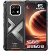 CUBOT KingKong ES 3 - Smartphone 4G 6.74 HD+ 90Hz, 16GB RAM (6GB+10GB Estesa), 256GB ROM, Fotocamera 48MP, Batteria 10200mAh, Android 15, Unisoc T615, Nero