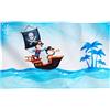 Runesol Bandiera pirata Runesol, 91x152 cm, 3 piedi x 5 piedi, stendardo pirata per bambini, 4 occhielli, bandiera con teschio e ossa incrociate, Jolly Roger, bandiera con teschio