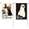 TYXHXTF 2 Pcs Bandiera Giardino Halloween, 45 x 30cm Doppia Faccia Bandiera Giardino con Zucca e Gatto Nero Forniture Decorazioni Halloween per Cortile Festivo Stagionale Esterno
