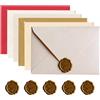NHQZ 6 pezzi Buste di lino in 6 colori (6 buste + 6 francobolli con inchiostro a fuoco) di carta filigranata per inviti, fidanzamenti, battesimi, compleanni, anniversari di matrimonio
