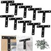 Srwoyze Staffe Angolari Piatta a Forma di T, 10 Pezzi T Forma Connettore Angolare con Viti Placca Connettori 80 x 80 mm Staffe Angolare Piastra Forata per Riparazioni Legno Mobili Tavolo Letto, Nero