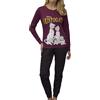 Sabor Pigiama Donna Aristogatti, Manica Lunga, Bordeaux con Stampa, in 100% Caldo Cotone (DYD1796) (IT, Testo, L, Regular, Regular)