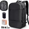 KINGSLONG Zaino sottovuoto portatile bagaglio a mano: zaino da viaggio da uomo aereo 17 pollici PC impermeabile zaino 60L espandibile con pompa e blocco per viaggio uomini business, Nero , Zaino