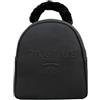 Gaëlle PARIS Zaino Nero con Pelliccia, Mini Backpack con Cerniera, Borsa Casual