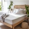 HADI LONDON Coprimaterasso impermeabile in bambù, per letto singolo, matrimoniale, king size, ultra morbido, traspirante, anallergico, trapuntato, con tasca con angoli profonda 30 cm (bianco,