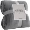 TASTHROW Grigio leggero Coperta Pile Blanket 130 x 150 cm