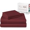 Pizuna Linens Pizuna Set lenzuola letto king size Cotone 160x200 cm rosso mattone, 400 fili in 100% cotone a fiocco lungo Sateen Biancheria De Letto con 1 lenzuolo con angoli, 1 lenzuolo sopra, 2 federe