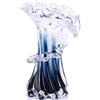 LINYTHER Vaso Blu Bianco Trasparente Onda Gradiente, Vaso di Vetro Soffiato a Mano in Stile Murano, Arte Decorativa Unica, per Tema Oceanico, Centrotavola per Casa Costiera, Moderno, Ingresso Ufficio, Tavolo