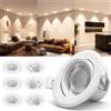 Aigostar Faretti LED da Incasso 5W 370 Lumen/ 3000K Luce Bianco Caldo/Orientabili a 30°/ per Cartongesso/Foro Incasso Ø70-75 mm/ 220-240V/ Set di 6