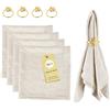 SUPAWAY Pacco da 4 tovaglioli in lino (4 Tovaglioli in cotone + 4 Anelli) Set decorazione tavola 40x40cm Tovaglioli in mussola per eventi, matrimoni, compleanni, cene, caffè, cucina,ristoranti (Beige)