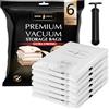 GENIE SPACE Sacchetti Sottovuoto Premium per Vestiti e Biancheria, MEDIUM 70×50 cm (6 Pezzi) con Pompa da Viaggio - Riutilizzabili, Ermetici e Anti-odore per Armadi, Cassetti e Valigie