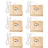 GOEDCH 6 lampadine a LED: 8 × 8 × 2 cm, base in legno fai da te LE D con luce bianca calda, controllo della luminosità e porta USB per sfere di cristallo, blocchi di vetro, gioielli, pannelli acrilici