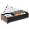 JSHNE Contenitore sottoletto con ruote, contenitori di legno extra grandi sotto il letto per scarpe, cassetti sotto il letto con rotelle e coperchio trasparente, robusti per vestiti e giocattoli 91,5 cm