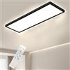 Bowfar Plafoniera LED Rettangolare con Telecomando, Dimmerabile 3000K-6500K, Pannello LED Ultra Piatto 24W con Retroilluminazione per Soggiorno, Camera da Letto, Ufficio, Bagno, 58x20x2,5cm, Nero