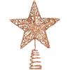 GXFCING Puntale per Albero di Natale, Grande Punte Stella Champagne 3D Metallizzata Glitterata, Decorazione a Stella Albero di Natale, 25 x 20 cm (champagne, L)