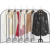 AWBEOT 6 PCS Copriabiti Antipolvere Trasparenti in PE Custodia Porta Abiti 60 × 100 cm Copriabiti Impermeabile Copertura Vestiti da Armadio e Viaggio per Smoking, Giacca, Camicie (Nero, Piccolo)