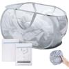Vylro Cesti Portabiancheria a Rete Pop-up, Laundry Hamper Pop-Up con 2 Sacchetti, Mesh Pieghevole Cestino di Lavanderia, Cesto Portabiancheria Pieghevole con Tasca Laterale, per Lavanderia, Bagno, Camera