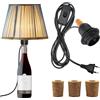 WPQIUZS Portalampada E27 per bottiglie, attacco con cavo da 240 cm e interruttore, adattatore bottiglia nero lampada con 3 sughero, accessorio per lampada da tavolo, luce per bottiglie multiple