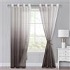 XWZO Set di 2 Tende Voile Sfumato Ombré - Tende ad Anello per Camera da Letto e Soggiorno con Fermatenda - 225 x 140 cm (A x L) - Marrone Caffè