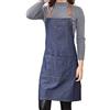 Dusenly Grembiule da cucina unisex in denim con tasca regolabile con 3 tasche per uomo e donna, cucina, giardino e ristorante (blu)