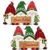 LEMESO Decorazione Natalizia per Porta Fuoriporta Natalizio in Legno, Motivo Gnomi con Scritte 'Buon Natale' e 'Benvenuti' 30 x 20cm, Addobbo Natalizio per Porta Ingresso da Appendere