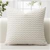 JOTOM Federe per Cuscino in Velluto a Coste Morbido 50x50 cm Federe per Cuscino con Texture a Bolle 3D per Divano, Camera da Letto, Decorazione della Casa (Bianco Crema)