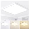 MOONSEA Plafoniera LED Soffitto 46W, Lampada da soffitto 3 colori 3000K/4000K/6000K, Plafoniera Quadrata per Soggiorno, Camera da letto, Camera dei bambini, Cucina, 50cm, Bianco