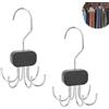AABDTYYD 2 Porta Cinture con 6 Ganci, Organizer Cinture Rotante 360° per Armadio con Design Legno e Metallo, Portacravatte con Risparmio Spazio per Cravatte, Sciarpe, Reggiseni (Nero)