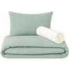Lovely Hippo Lenzuolo con angoli 80 x 160 cm + copripiumino (100% mussola cotone) 120 x 170 cm + federa per cuscino (100% mussola cotone) 40 x 60 cm - Set 3 pezzi 80 x 160 cm - morbido e arioso (Eucalypto, 80 x