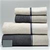 Mahome Set Asciugamani 4 Pezzi 450 Gr/m² 100% Cotone Italiano Artigianale con Balza in Lino | Set 2 Viso + 2 Ospite Morbidi Soffici Made in Italy (Antracite Balza Lino)