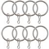 GIRASOLE HOME Anelli per Aste da Tenda in Ferro con Ganci Diametro 40/32mm Sezione 4mm 8 Pezzi (Nichel Satinato)