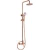 GALYON IMEX Barra doccia - Rubinetteria in ottone serie Roma, colonna doccia moderna, extra piatta con spruzzatore Ø20 cm, 3 posizioni, finitura antical. (Oro rosa spazzolato)
