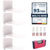 HausDek Mensole da Muro per Libri - Set di 4, Scaffali Metallo Galleggianti, Scaffale Invisibili Bianche, Libreria Mensola per Camera da Letto e Soggiorno, Cucina, Ufficio e Kit di Installazione