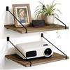 Petrala Set di 2 mensole da parete in legno, stile rustico, da appendere, 30 cm di profondità, per proiettore, grandi mensole da parete, per cucina, bagno, camera da letto, soggiorno, corridoio