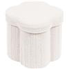 PINPLUS Pouf Contenitore Pieghevole, Sgabello a Forma di Fiore con Rivestimento Morbido, Puff Poggiapiedi Per Toeletta, Camera e Soggiorno, 32x32x32cm, Bianco