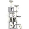 PawHut Albero Tiragraffi per Gatti con Scala, 2 Amache, 3 Posatoi, 2 Casette e 3 Piattaforme, 48x48x192 cm, Grigio e Crema | Aosom Italy